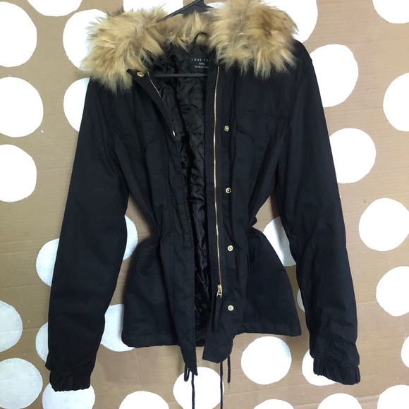 • love tree • faux fur collared jacket - Picture 3 of 7